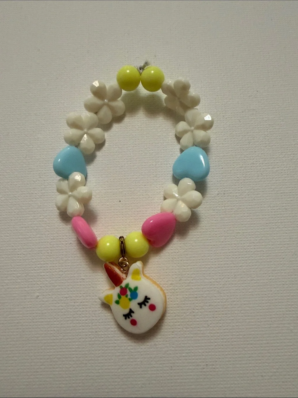 Kids Floral Unicorn Charm Bracelet - White, Pink, Blue & Yellow
